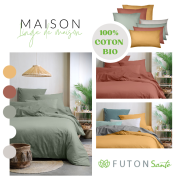 Drap Housse 100% Coton BIO Kaki